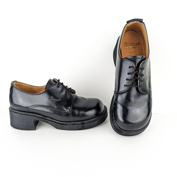 Dr. Martens Shoes - Vintage Dr Martens England Oxfords Chunky Heel Square Toe 90s Y2K  Black US 6